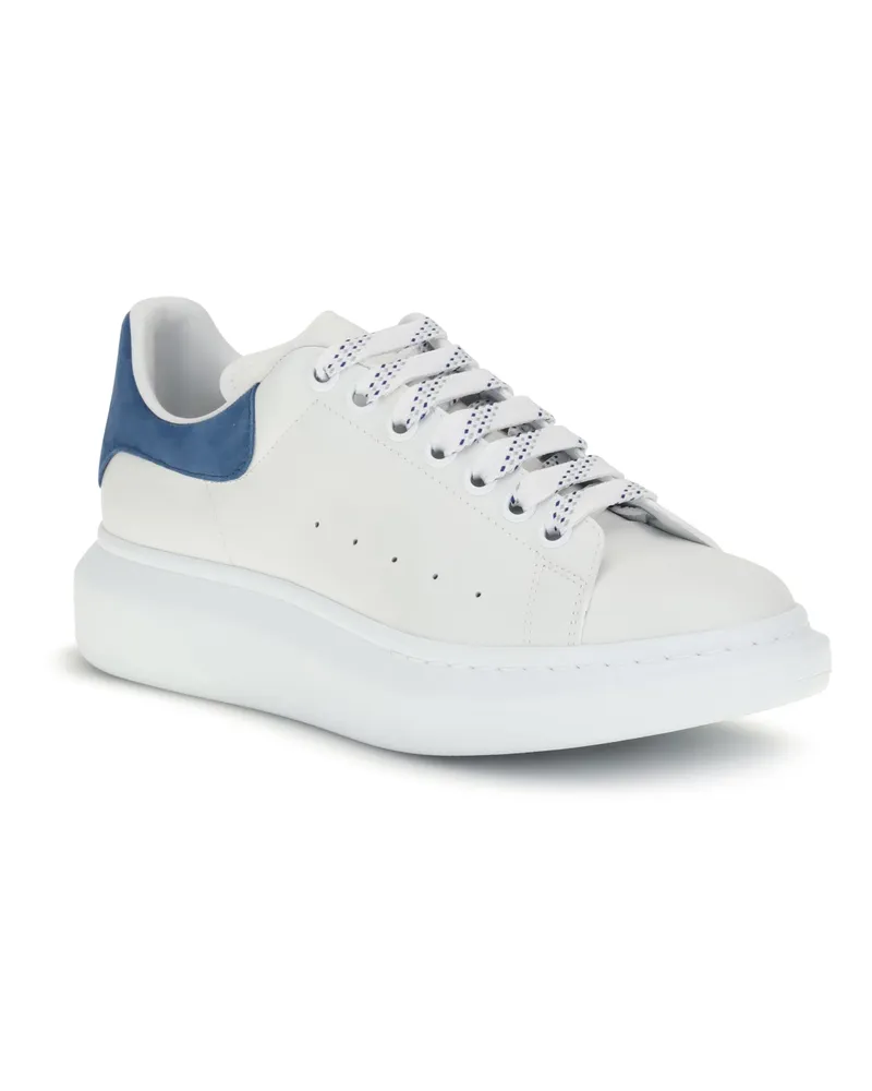 Alexander McQueen Men's Leather Sneakers White-Paris Blue Trainers White/paris White