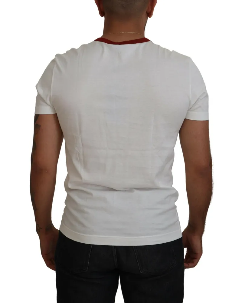 Dolce & Gabbana Logo-Embroidered Cotton T-Shirt — White White