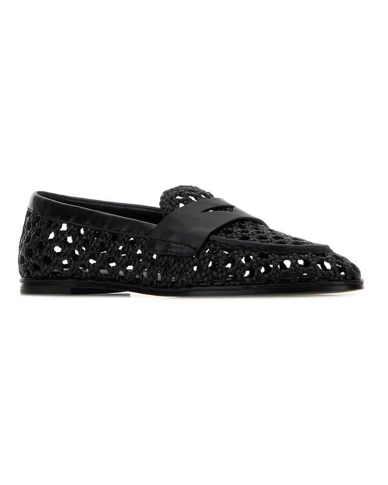 Stuart Weitzman Women's Black Leather Spencer Loafers Mocassini Black