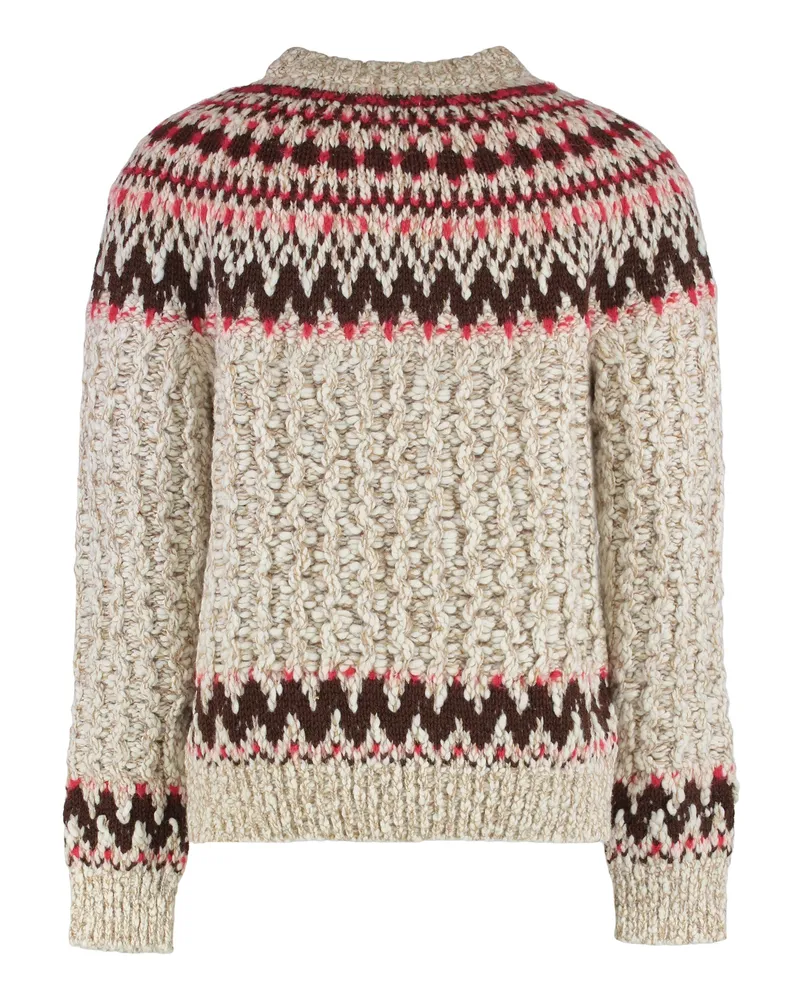 Moncler Men's Sweater Wool Jacquard Beige Virgin Sweatshirts Beige