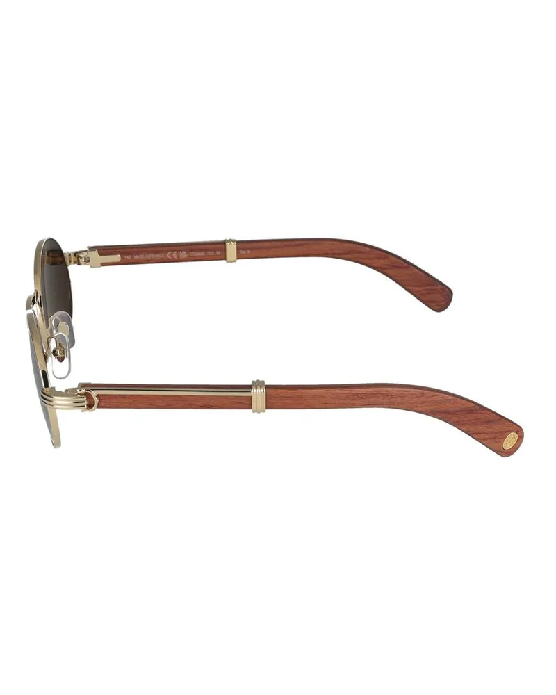 Cartier Men's Sunglasses Ct0464s 002 Gold Brown Grey 22-145 Metal Gold