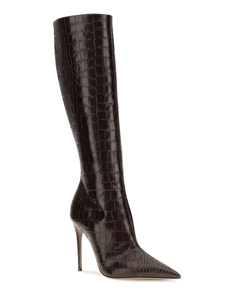 Paris Texas Crocodile-Effect Leather Boot — Black Black