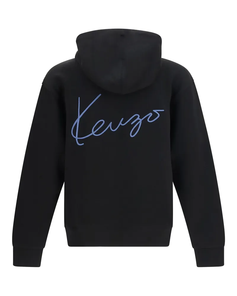 Kenzo Men Hoodie Signature Cotton Zip Black Sweatshirts Sweater Black