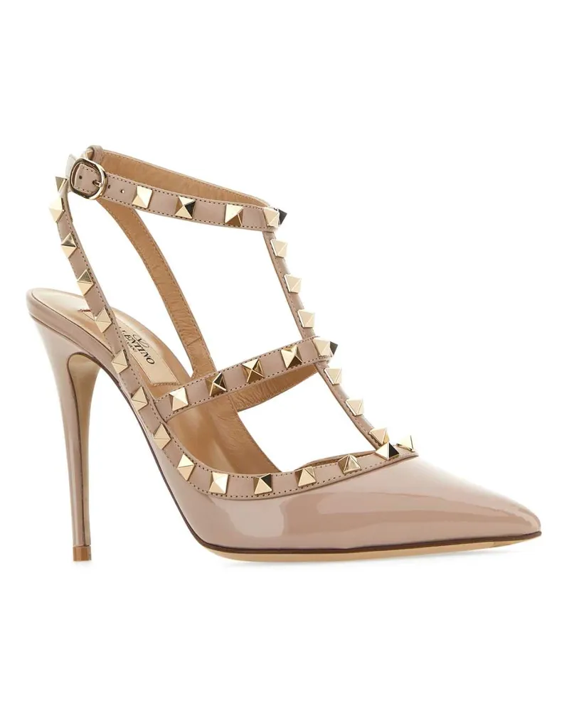 Valentino Garavani Women's Light Pink Leather Rockstud Pumps Poudre Scarpe Con Tacco High Heel Shoes Pink