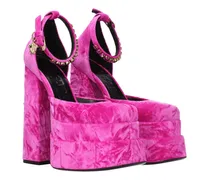 Women's Pink Velvet Platform Sandals