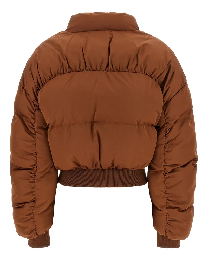 Elisabetta Franchi Cropped Quilted Down Jacket — Brown Brown