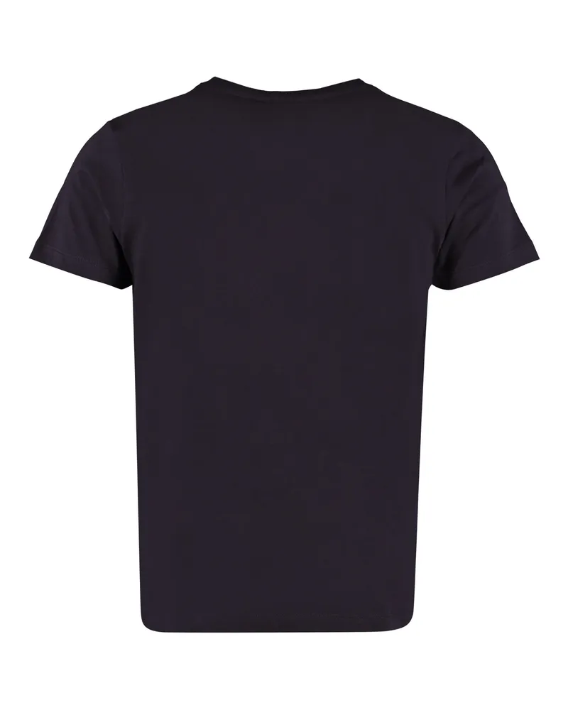 K-Way Men Logo Print Cotton T-Shirt Blue T-Shirts And Polos Black