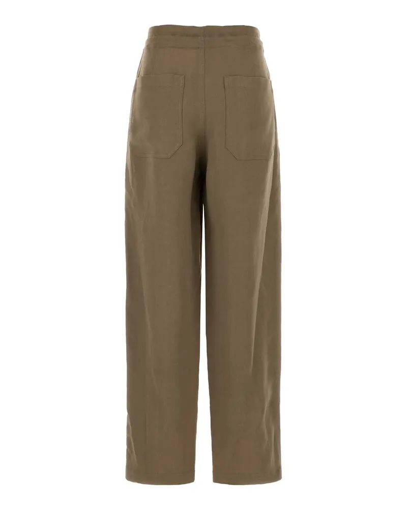 Brunello Cucinelli Viscose Linen Jersey Trousers — Beige Beige
