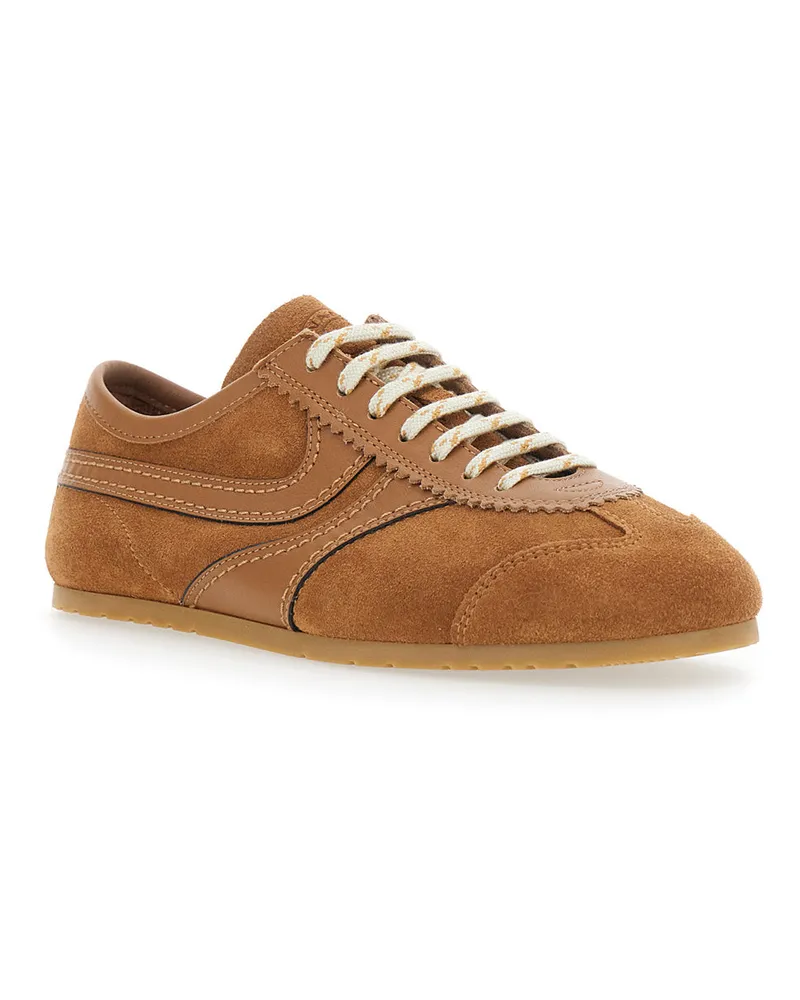 Dries van Noten Women's Sneakers Dustin Brown Leather Calf Trainers Brown