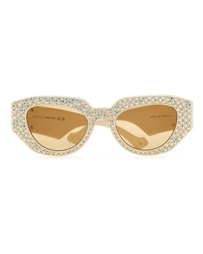 Gucci Women's Embellished Acetate Sunglasses Ivorycrystalsbrown Exterior: Occhiali Da Sole Beige