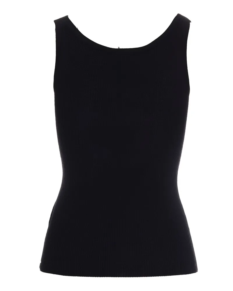 Elisabetta Franchi Women's Tank Top Ribbed Black-Butter Wool Elastane Vests & Tops Black/butter Black