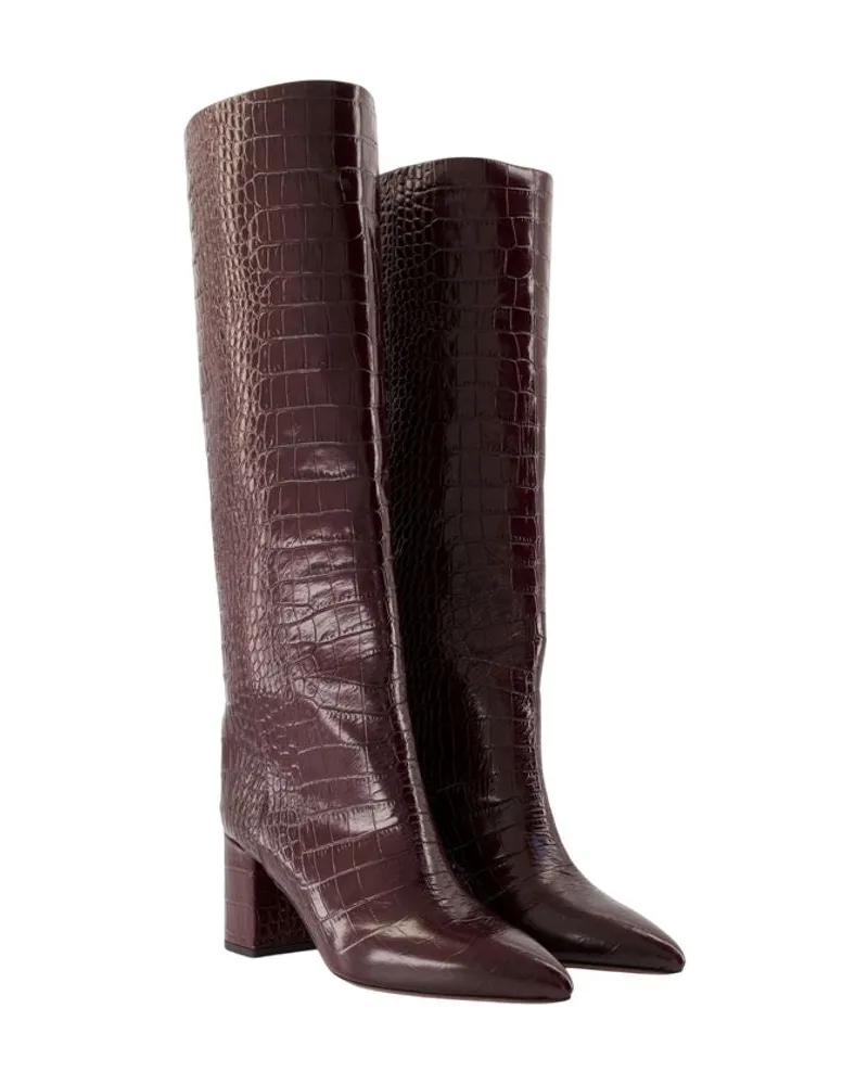 Paris Texas Women's Anja 70 Boots -  Leather Burgundy Calfskin Shoes Burgundy