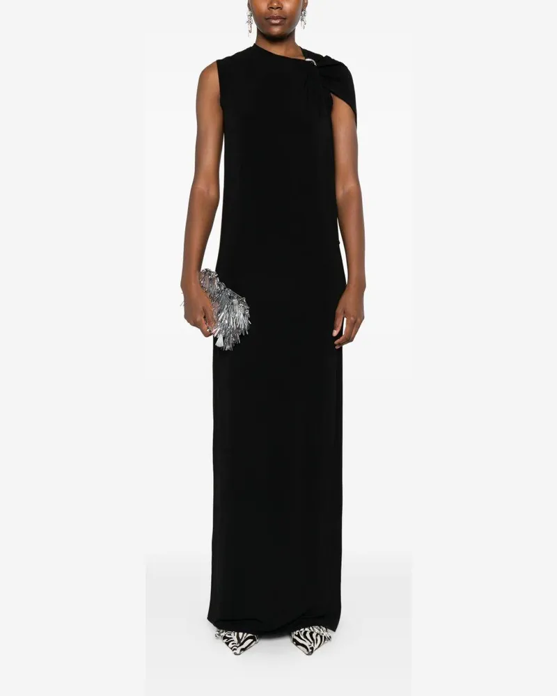 Jean Paul Gaultier Women's Long Dress Asymmetric Neckline Black Viscose Black