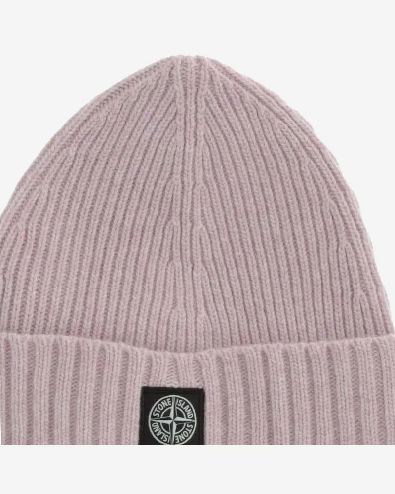 Stone Island Boys' Wool-Blend Beanie With Logo Pink Hat Pink