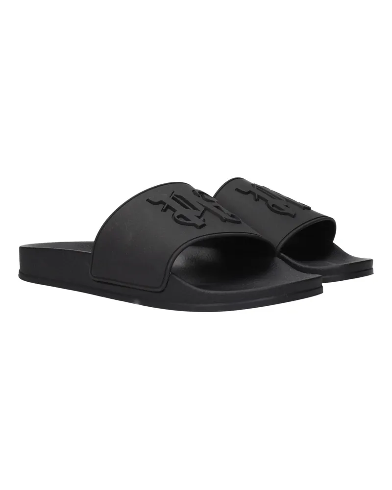 Palm Angels Men's Black Cotton Slippers Black