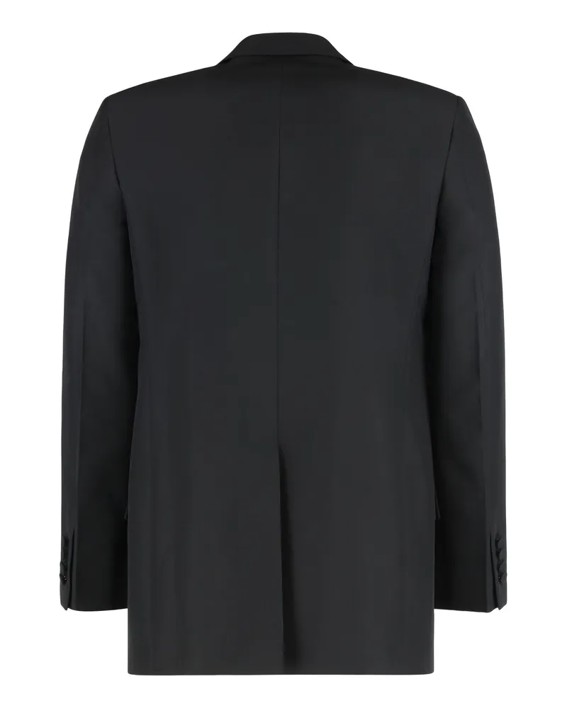Gucci Men's Double-Breasted Wool Gabardine Jacket Black Suit & Dinner Black