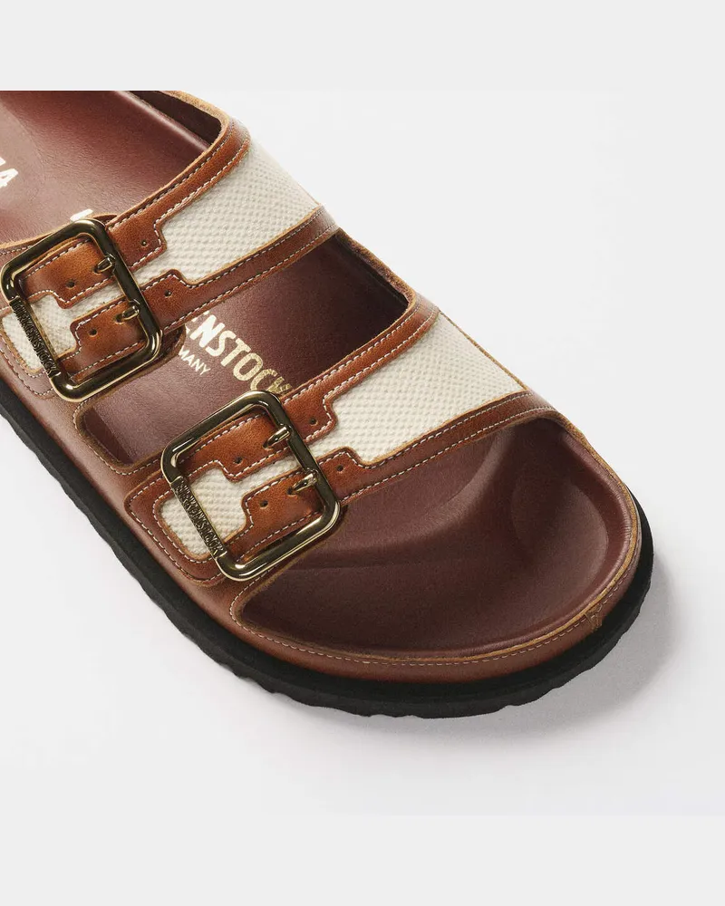 Birkenstock Men's Arizona Bold Canvas 1774 Cinnamon (regular) Brown Sandal Brown