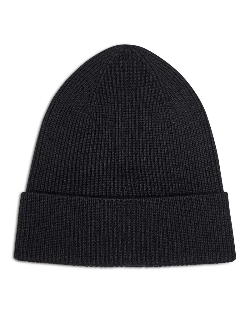 Moncler Men's Beanie Ribbed Virgin Wool Black Hat Black