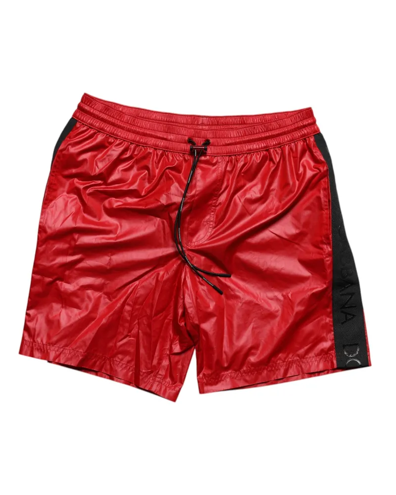 Dolce & Gabbana Men Red Polyester Beachwear Shorts 2pc Swimwear Black And Red