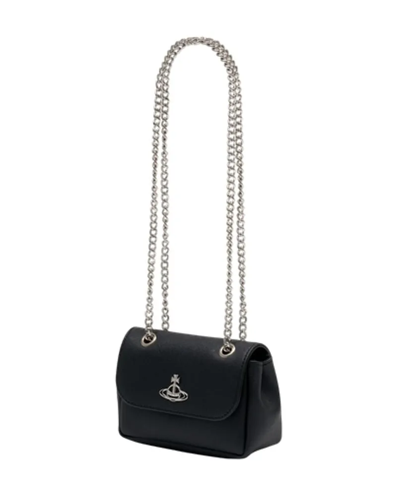 Vivienne Westwood Women's Saffiano Small Purse -  Leather Black Synthetic Bags Shoulder-Hobo-Bags Black
