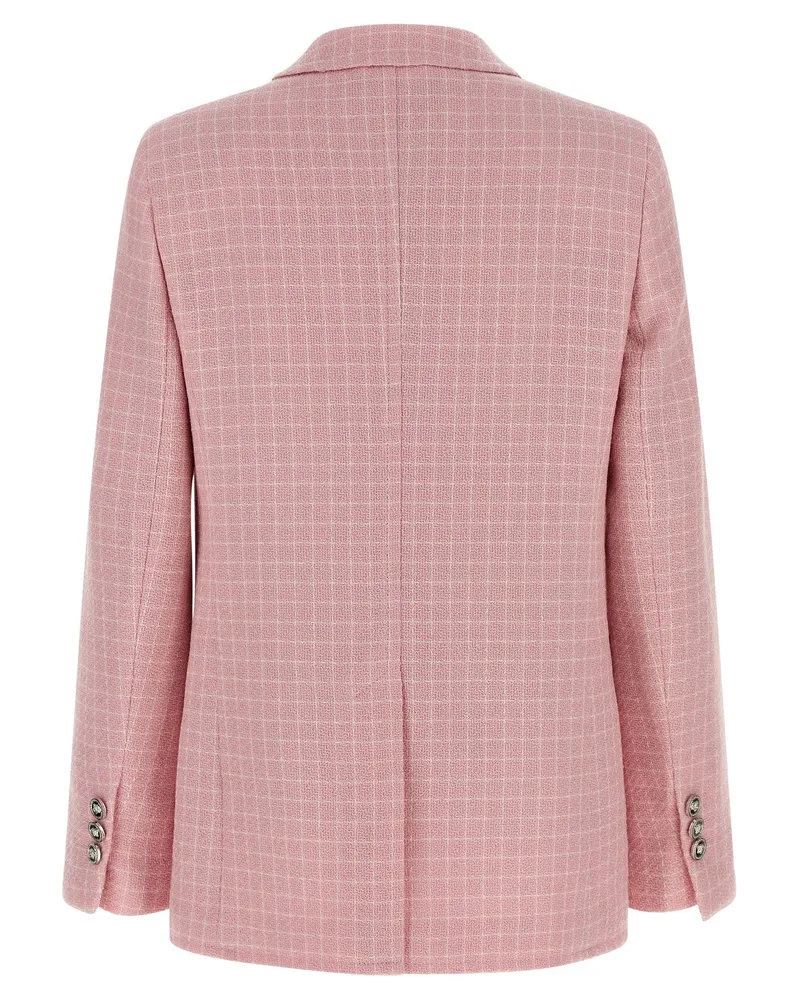 Versace Check Wool Crêpe Blazer — Pink Pink