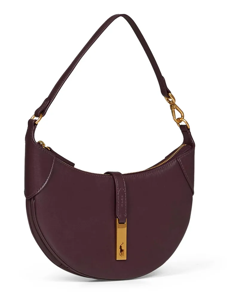 Ralph Lauren Women's Mini Shoulder Bag Midnight Merlot Leather Burgundy Calf Burgundy