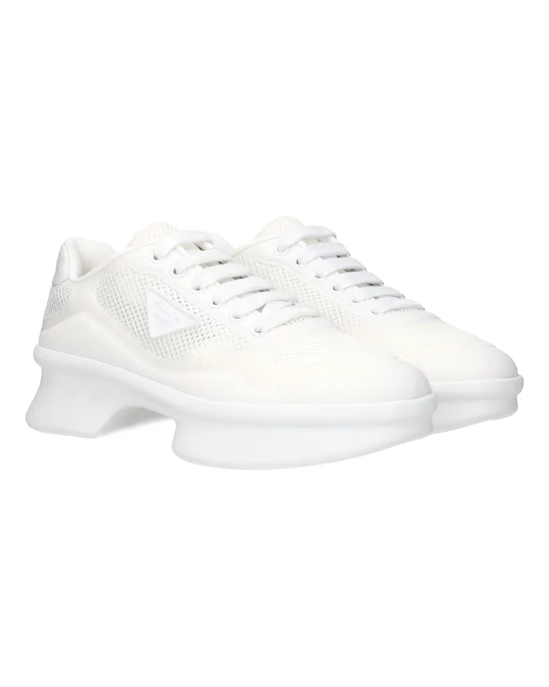 Prada Women's White Fabric Low Top Sneakers White