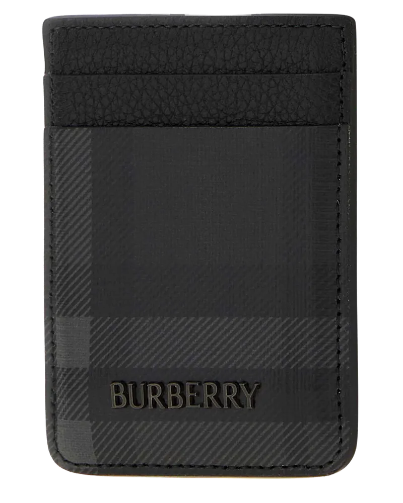 Burberry Men's Printed Canvas Card Holder Iron Exterior: Cotton Calf Portafogli Wallet Black