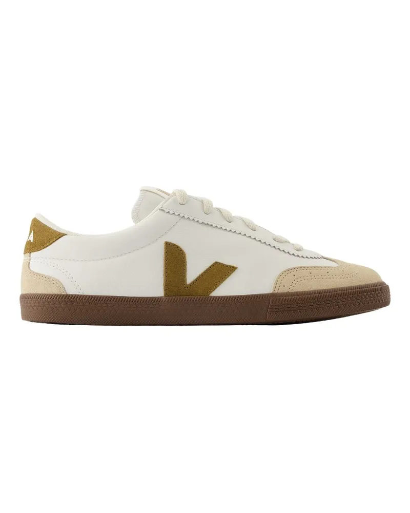 VEJA Unisex Volley Sneakers -  Leather White Calfskin Shoes White