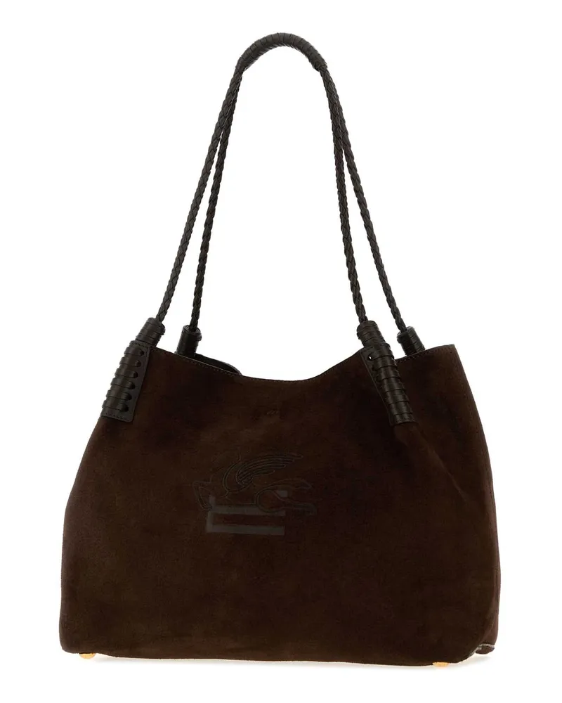 Etro Women's Sark Brown Suede Medium Libra Shopping Bag M0406 Borse A Mano Brown