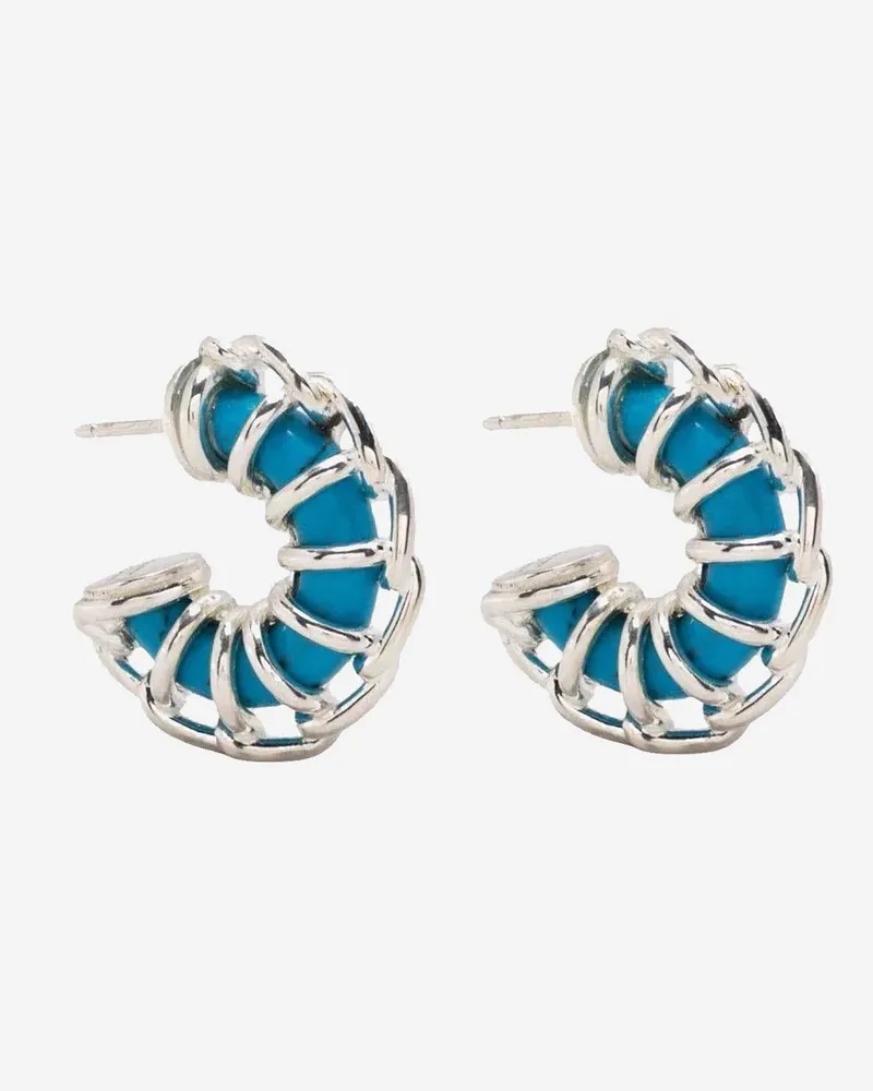 Bottega Veneta Women's Weave Earrings Skyline Sterling Silver Blue