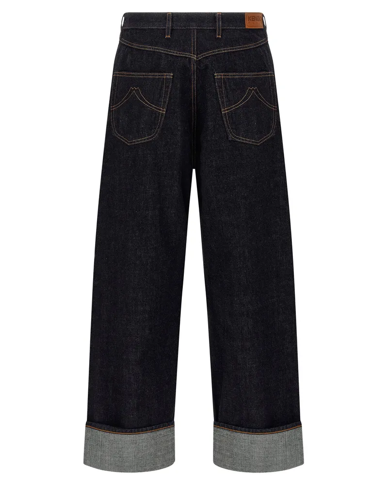 Kenzo Wide-Leg Turn-Up Jeans — Indigo Indigo