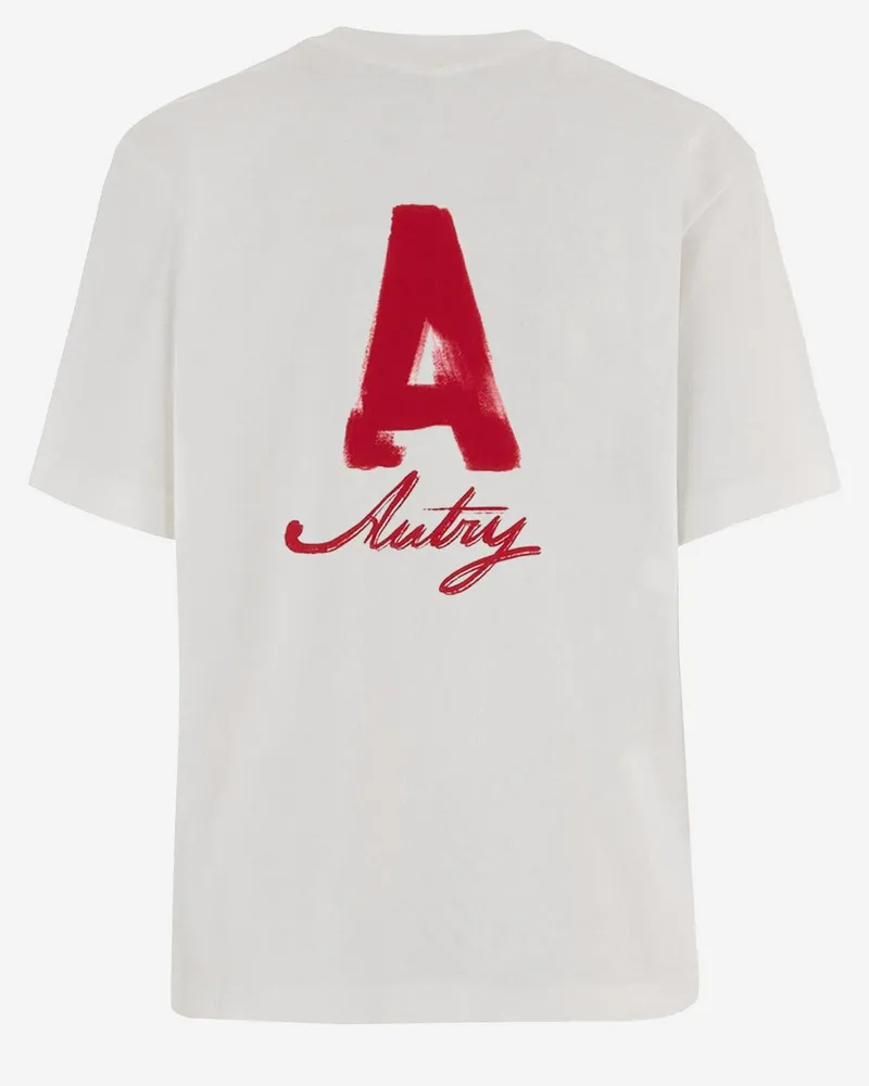 AUTRY Logo-Print Cotton T-Shirt — White White