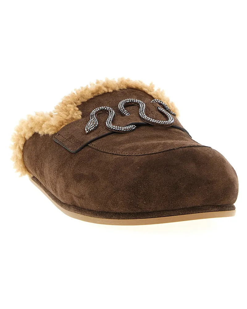 René Caovilla Morgana Slipper — Brown Brown