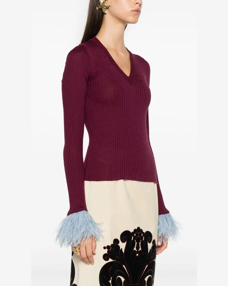 La DoubleJ Women Cashmere-Silk Sweater Red Burgundy