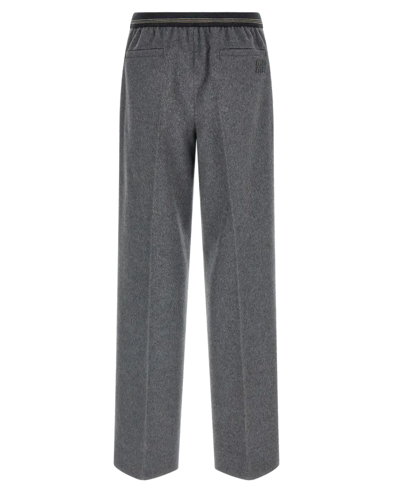 Miu Miu Virgin Wool and Cashmere Blend Trousers — Gray Gray