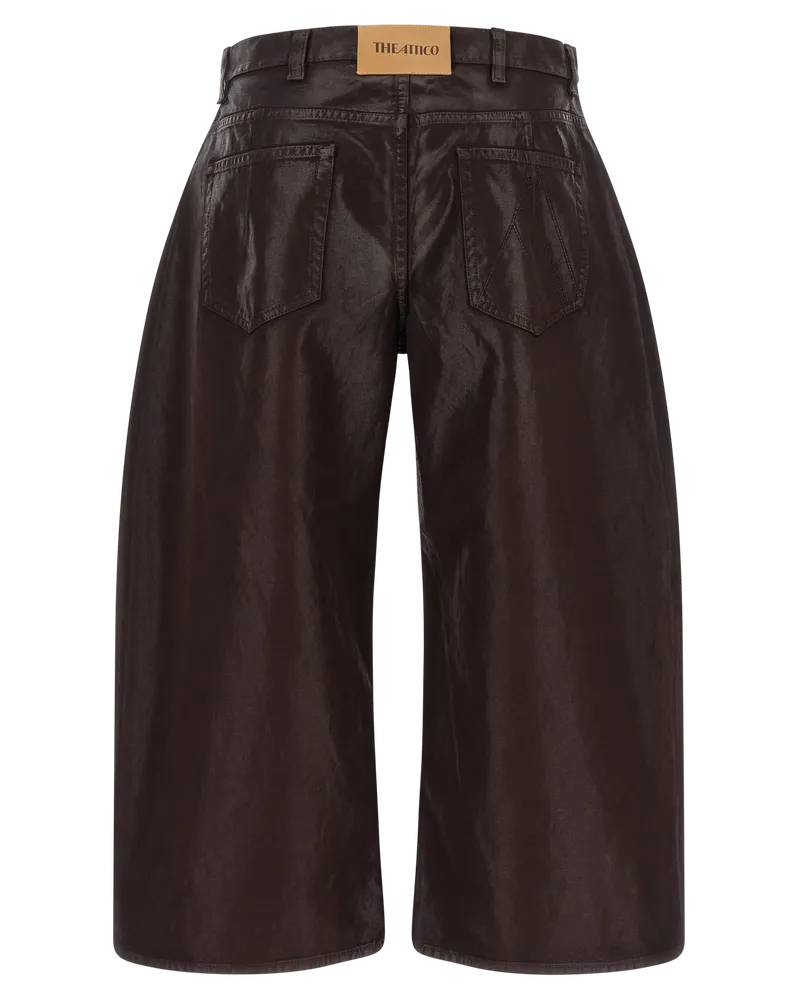 ATTICO Wide-Leg Coated Cotton Trousers — Purple Purple
