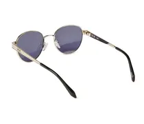 SJC181 Polished Palladium Metal Round Sunglasses — Silver