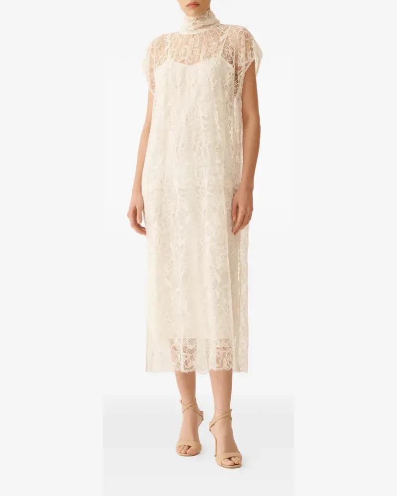 Fabiana Filippi Women's Lace Bow Dress Ss26 W Cream