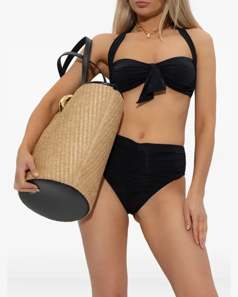 Balmain Women's Halterneck Ruched Bikini Aw25 W Black