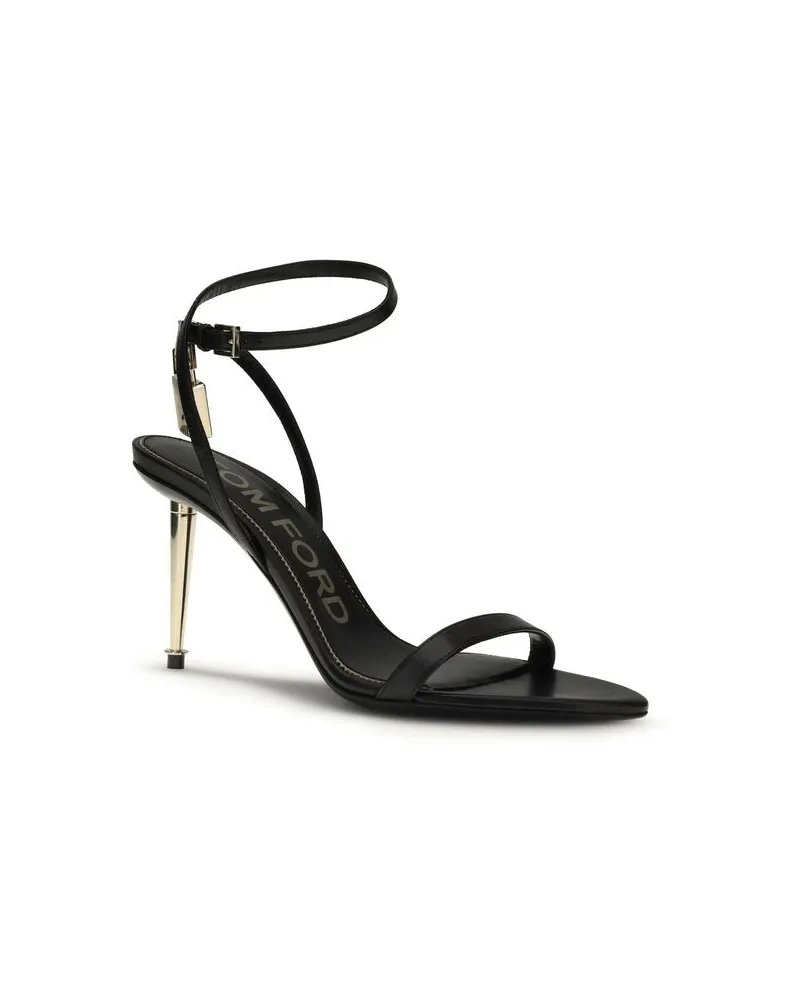 Tom Ford Women's Goatskin Pointed Ankle-Strap Stiletto Sandal Black Black