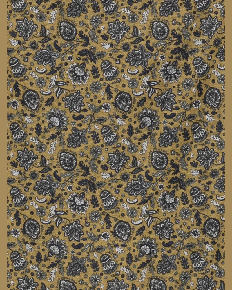 Kiton Men's Floral-Print Frayed-Edge Scarf Aw26 M Green