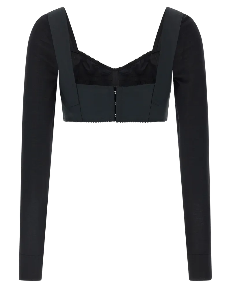 Dolce & Gabbana Structured Satin Bustier Bodysuit — Black Black