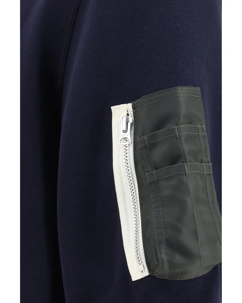 Sacai Cotton Terry Zip Polo — Navy Navy