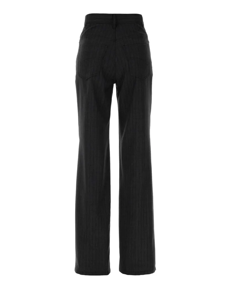 Balenciaga Women's Embroidered Wool Palazzo Pant Grey-Red Exterior: Lining: Cupro Pantaloni Grey/red Gray