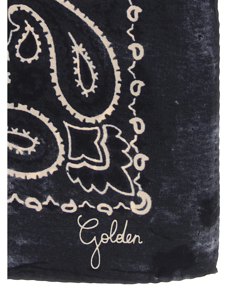 Golden Goose Paisley Silk Scarf — Black Black