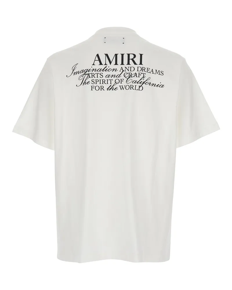 Amiri Men's T-Shirt With Spirit Print, White Cotton T-Shirts And Polos White
