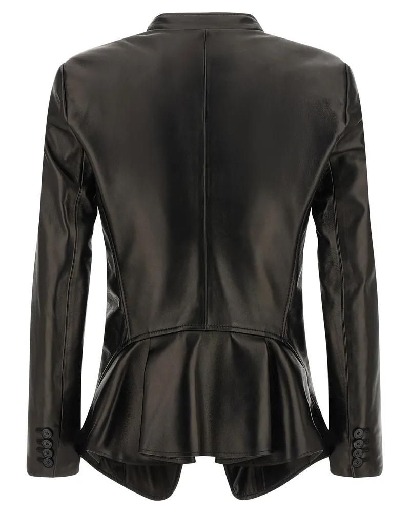 Alexander McQueen Nappa Leather Blazer — Black Black