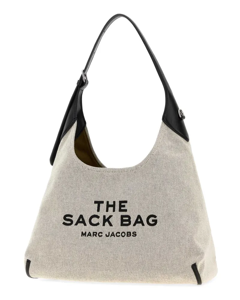 Marc Jacobs Women's Grey Canvas The Sack Bag Shopping Ivoryblack Borse A Mano Beige