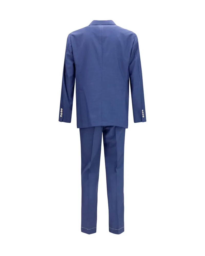 Brunello Cucinelli Wool Ovis Aries Pant Suit — Blue Blue